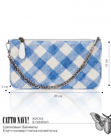 Клатч-конверт-косметичка из Шелка Женский CATTO NAVY!_Thiny/S